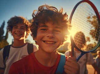 A group of teenage tennis players