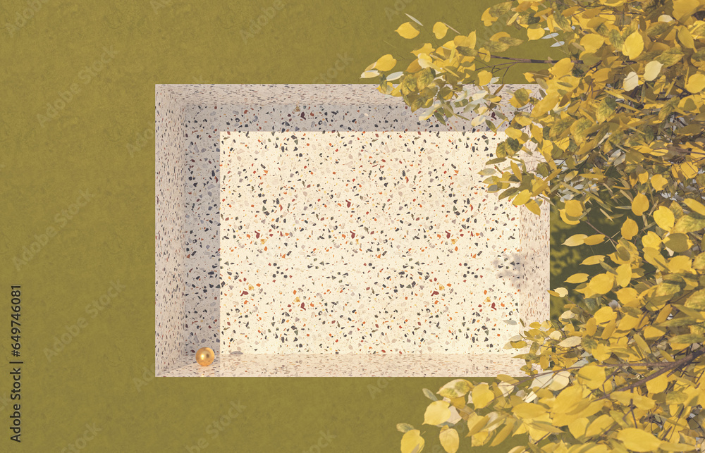 Leinwandbilder abstract autumn scene with a podium for product display. 3d rendering.