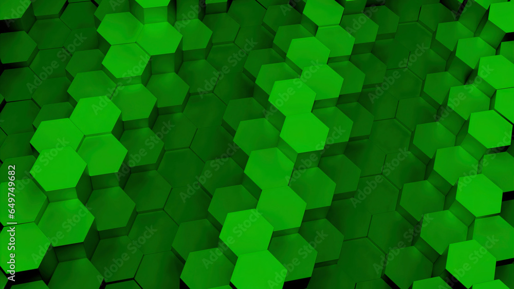 Poster smooth honeycomb like animation background. design. waves of moving up and down hexagon tiles.