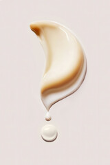 White Beige Texture of Cosmetic Face Cream Smear. Swatch smudge concealer, smear hand cream in...