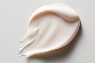 White Beige Texture of Cosmetic Face Cream Smear. Swatch smudge concealer, smear hand cream, hair...