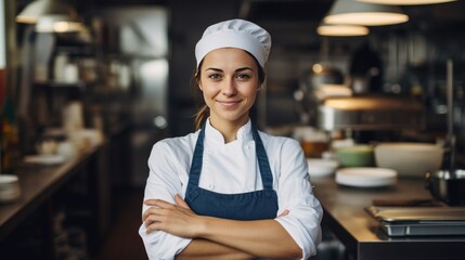 Fototapeta premium Portrait of a young chef in the kitchen