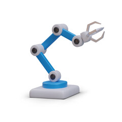 Robotic arm, realistic manipulator. Remote control. Modern production technologies. Factory automatic equipment. Programmable device. Color isolated vector image