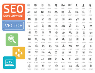 SEO Search Engine Optimisation Vector Icon Set