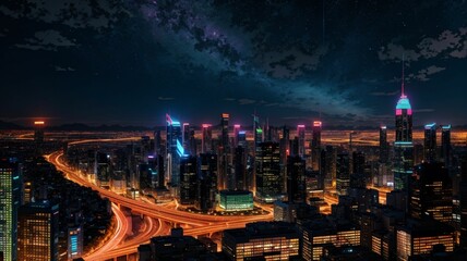 Fototapeta premium Nightlife in the City: Vector Metropolitan Scene