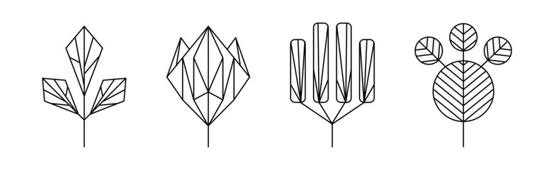 Floral Decoration Plant Line Stroke Icon Pictogram Symbol Vector Set