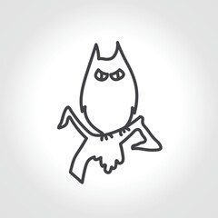 owl line icon. silhouette owl on tree branch icon