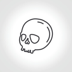 The skull line icon. Black silhouette of a human skull