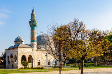 Green Mosque (Yesil camii), oldest ottoman mosque, XIV century. Iznik (Nicaea), Bursa region, Turkey - obrazy, fototapety, plakaty