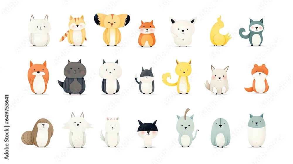 Poster a group of cats that are standing in the same direction. generative ai