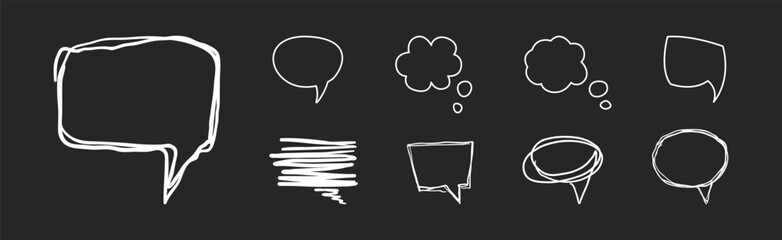 Speech Bubbles on Chalkboard as Message Cloud Vector Set
