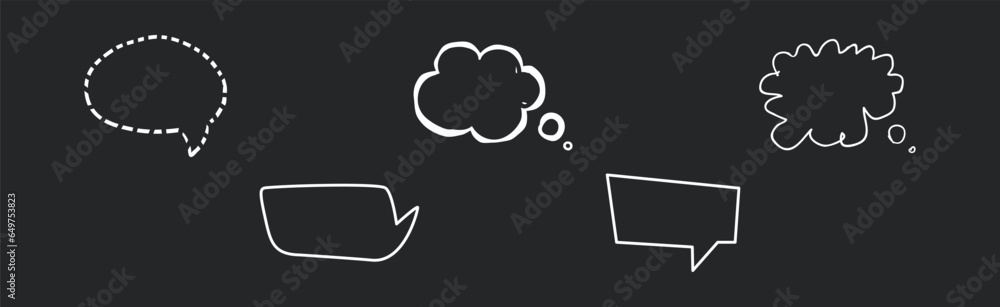 Poster speech bubbles on chalkboard as message cloud vector set