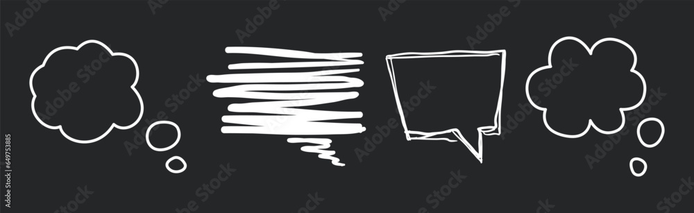 Poster speech bubbles on chalkboard as message cloud vector set