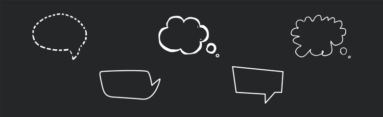 Speech Bubbles on Chalkboard as Message Cloud Vector Set