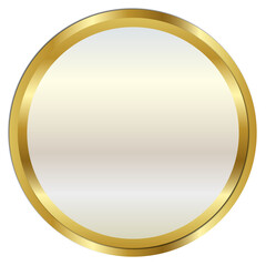 Golden circle frame text box with gold award ribbon icon anniversary badge - obrazy, fototapety, plakaty