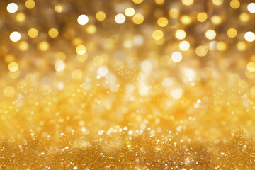 Sparkling Background with Bokeh made of
Elegant Gold Christmas Lights. Texture of
Blurred backdrop...