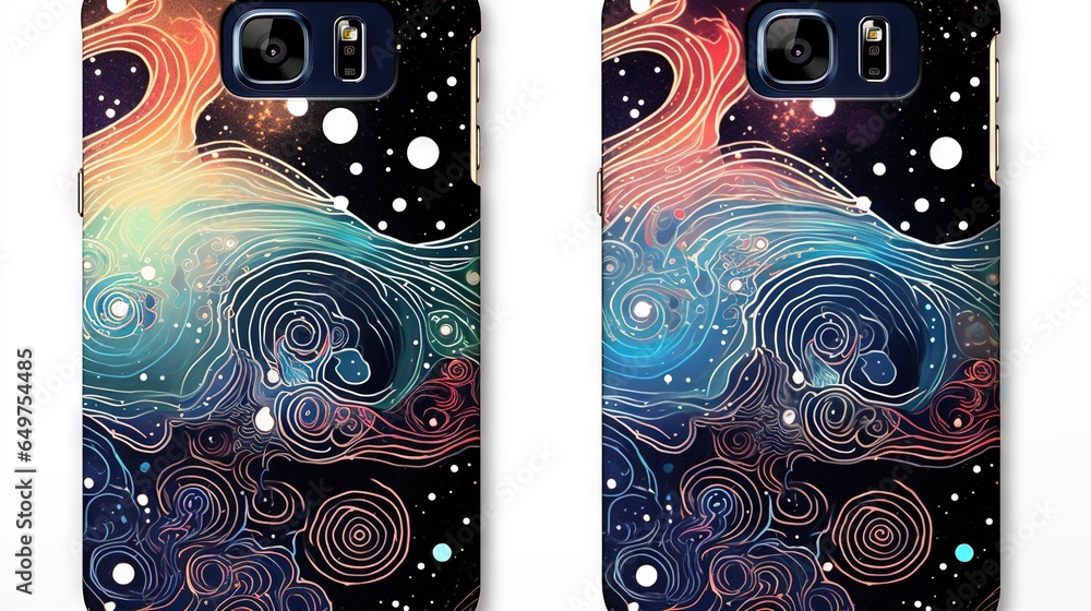 Aufkleber a phone case with a colorful swirl design on the back of it. generative ai