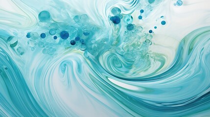  an abstract painting with blue and white colors and bubbles in the water.  generative ai