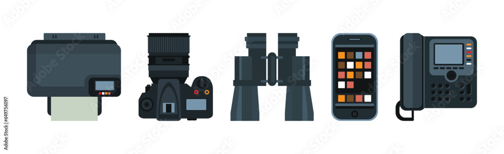 Poster different gadget and digital mobile devices vector set