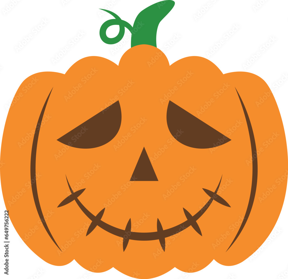 Poster creepy orange halloween pumpkin vector icon