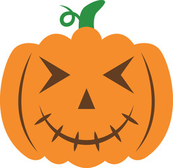 Creepy orange halloween pumpkin vector icon