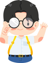 Happy boy student with glasses