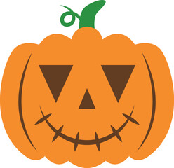 Creepy orange halloween pumpkin vector icon