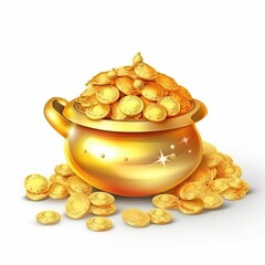 kalash and gold coins for Indian festival Akshya Tritiya, Generative ai
