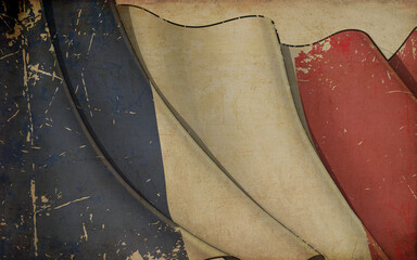 Old Paper Print - Waving Flag of France