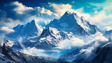 Majestic Peaks of Snow-Capped Mountains