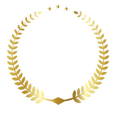 Golden laurel wreath with gold leaf award or badge for the winner and champion