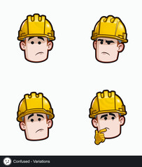 Construction Worker - Expressions - Concerned - Confused - Variations