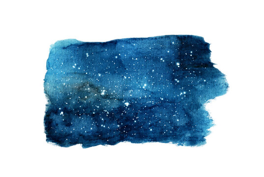 Watercolor painting of Night sky with stars.