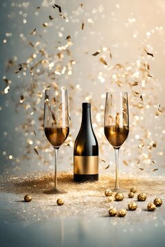 two glasses of champagne, festive Background, generative AI