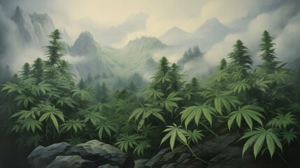 Cannabis background wallpaper design, weed, ganja, marihuana, green hemp bud, leaf - obrazy, fototapety, plakaty