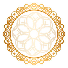 Indian flower mandala art with luxury golden circle frame transparent vintage gold circular pattern	
