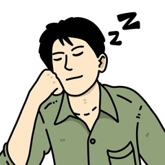 man sleeping cartoon on a white background