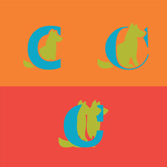 Initials Logo Design Alphabet Letter C  Dog Logo Design Concept