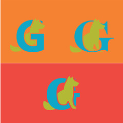Initials Logo Design Alphabet Letter G  Dog Logo Design Concept