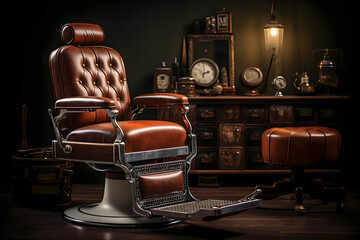 Modern barber chair in a barbershop