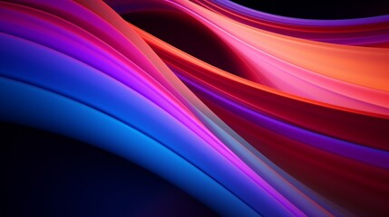 abstract background with curved neon lines in a 3D style. Stylish wallpaper featuring a rainbow of colors