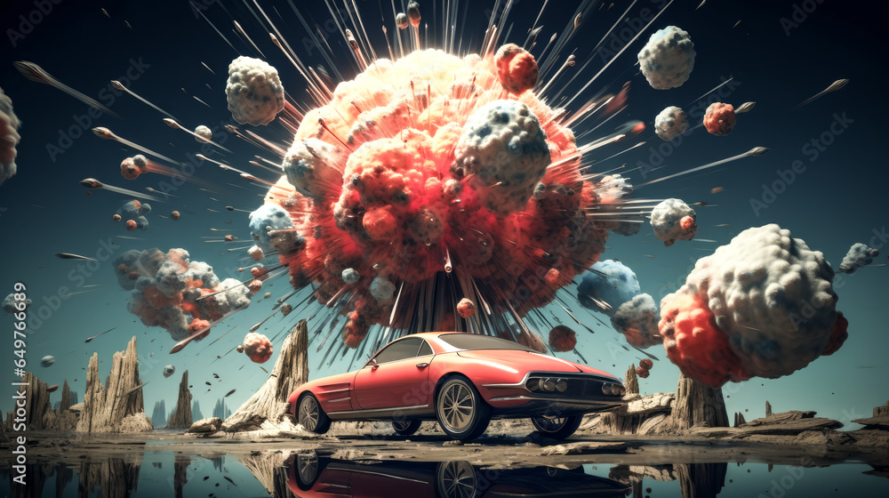 Poster the image shows an explosion captured by thatotherguy, with bright colors and sharp movements.
