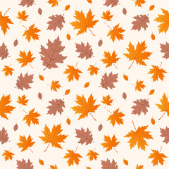 Fototapeta premium Seamless pattern of autumn leaves. Falling leaves illustration. Autumn pattern.