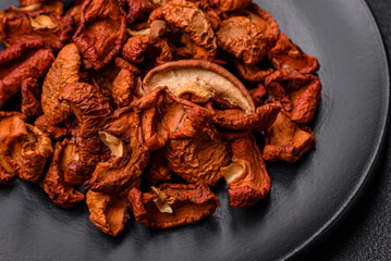 Delicious ripe red apple, sliced and dried in a special dryer