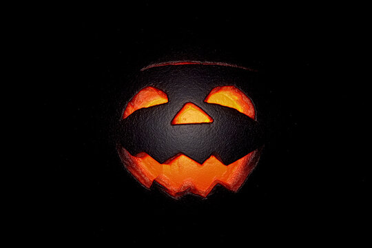 Halloween Jack-O-Lantern mask on a black background