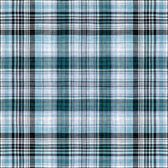 Minimalwinter blue tartan linen seamless pattern. All over print of unisex country cottage plain cotton plaid background.