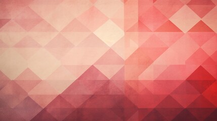 Abstract block pattern with geometric diamond shapes, pink and red background, and vintage faded texture detail - obrazy, fototapety, plakaty