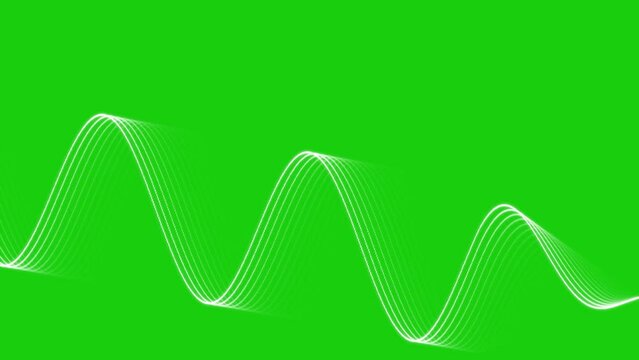 white Sine Wave forms animation with green screen.
