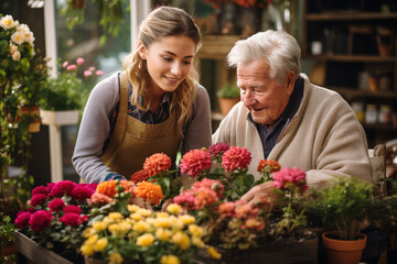 photo featuring an elderly person and a caregiver engaged in a leisurely activity, like reading a book or gardening, emphasizing the value of quality time and shared experiences in