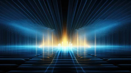 Foto op Plexiglas abstract soundwave convergence depiction illustration wave background, sound shape, music design abstract soundwave convergence depiction © sevector